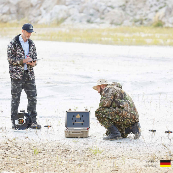 OKM GeoSeeker Mini water detector in use